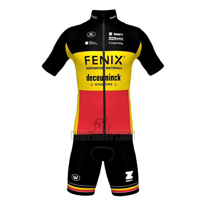 Deceuninck Quick Step Cycling Jersey Bib Short 2023 Short Sleeve Yellow Red